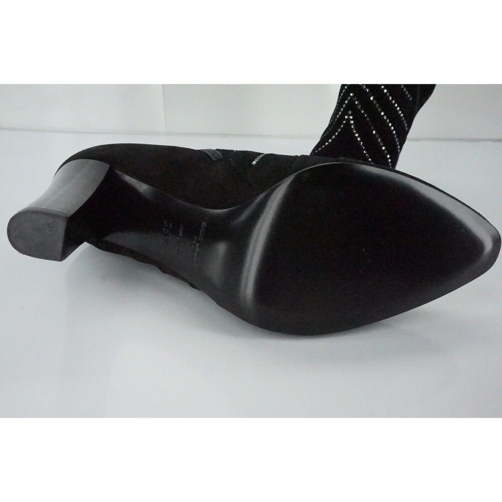 Saint Laurent Paris Lily Black Suede Crystal Ankle Boots - Picture 9 of 12